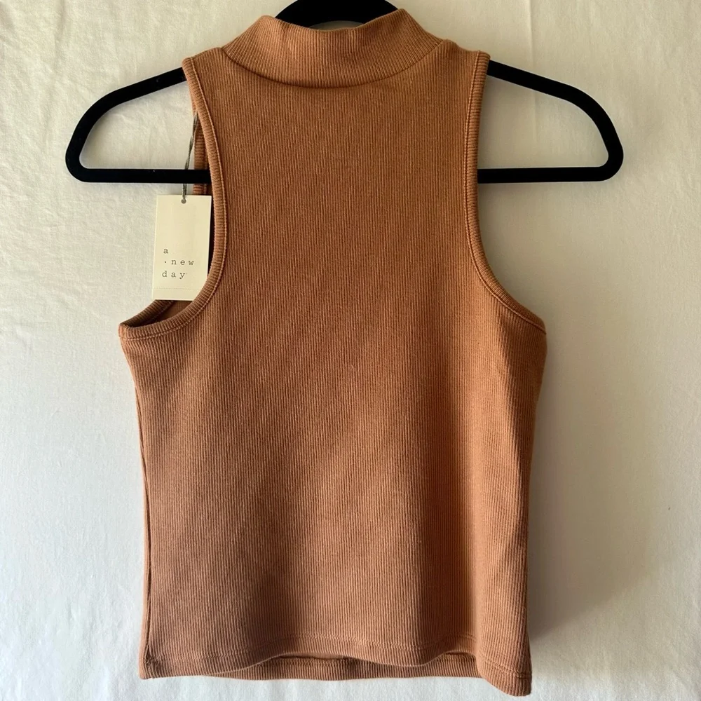 NWT A New Day Mock Neck Knit Tank Rust Color Size XS - Picture 2 of 4